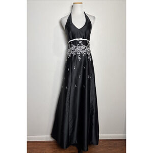 VTG Blonde Nights Y2K Satin Maxi Dress Sz 7 Whimsigoth Babydoll Coquette Lace Up